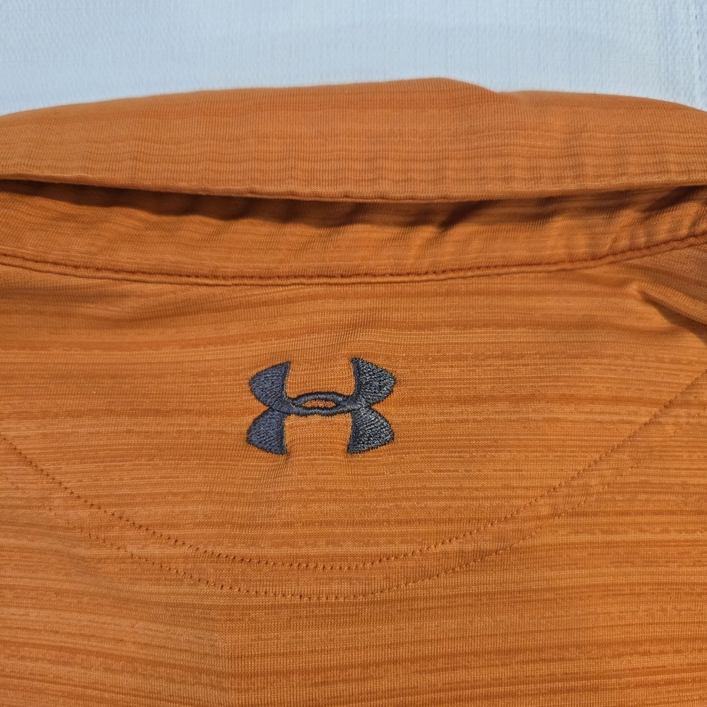 Under Armour Men's Polo Style Golf Activewear Short Sleeve Orange Stripes 2XL - Picture 10 of 10